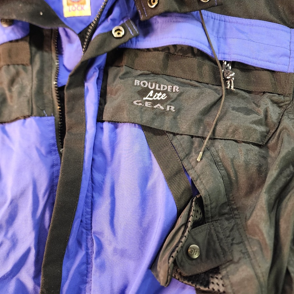 Vintage Boulder Lite‎ Gear Mens Black Purple/Blue Hooded Insulated Ski Jacket L - Picture 5 of 6